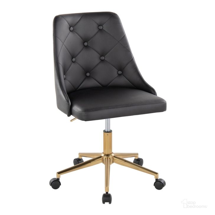The appearance of Marche Task Chair In Black and Gold designed by Lumisource in the modern / contemporary interior design. This black and gold piece of furniture  was selected by 1StopBedrooms from Marche Collection to add a touch of cosiness and style into your home. Sku: OFC-MARCHEPU-5CSTR1 AUBK1. Material: Leather. Product Type: Home Office Chair. Image1