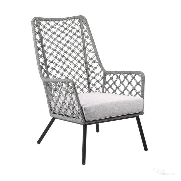 The appearance of Marco Indoor Outdoor Steel Lounge Chair with Gray Rope and Gray Cushion designed by Armen Living in the modern / contemporary interior design. This gray piece of furniture  was selected by 1StopBedrooms from Marco Collection to add a touch of cosiness and style into your home. Sku: LCMPCHGRY. Material: Steel. Product Type: Outdoor Lounge Chair. Image1