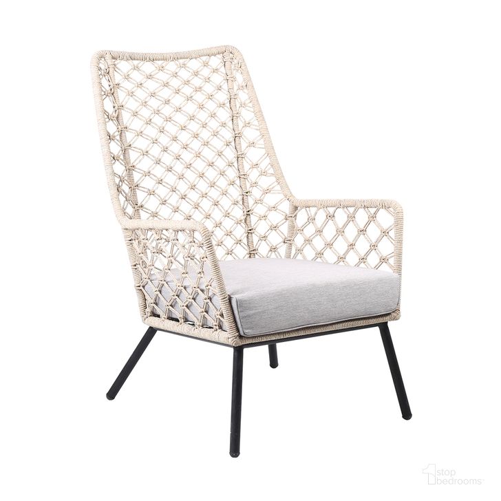 The appearance of Marco Indoor Outdoor Steel Lounge Chair with Natural Springs Rope and Gray Cushion designed by Armen Living in the modern / contemporary interior design. This gray piece of furniture  was selected by 1StopBedrooms from Marco Collection to add a touch of cosiness and style into your home. Sku: LCMPCHNAT. Material: Steel. Product Type: Outdoor Lounge Chair. Image1