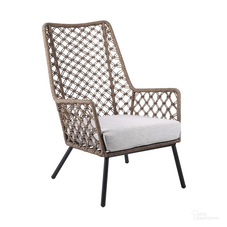 The appearance of Marco Indoor Outdoor Steel Lounge Chair with Truffle Rope and Gray Cushion designed by Armen Living in the modern / contemporary interior design. This gray piece of furniture  was selected by 1StopBedrooms from Marco Collection to add a touch of cosiness and style into your home. Sku: LCMPCHTRU. Material: Steel. Product Type: Outdoor Lounge Chair. Image1