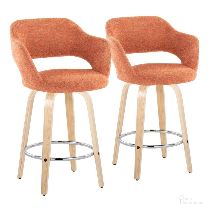 The appearance of Margarite 26 Inch Fixed Height Counter Stool Set of 2 In Orange designed by Lumisource in the modern / contemporary interior design. This orange piece of furniture  was selected by 1StopBedrooms from Margarite Collection to add a touch of cosiness and style into your home. Sku: B26-MARG-GRTZR2 NAO2. Material: Wood. Product Type: Barstool. Image1
