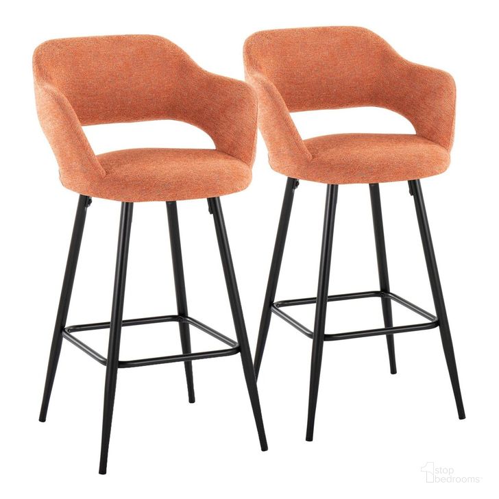 The appearance of Margarite 27 Inch Fixed Height Counter Stool Set of 2 In Orange designed by Lumisource in the modern / contemporary interior design. This orange piece of furniture  was selected by 1StopBedrooms from Margarite Collection to add a touch of cosiness and style into your home. Sku: B27-MARG2 BKO2. Material: Polyester. Product Type: Barstool. Image1