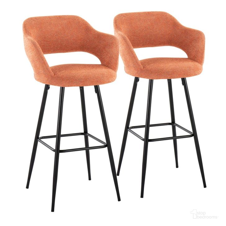 The appearance of Margarite 30 Inch Fixed Height Barstool Set of 2 In Orange designed by Lumisource in the modern / contemporary interior design. This orange piece of furniture  was selected by 1StopBedrooms from Margarite Collection to add a touch of cosiness and style into your home. Sku: B30-MARGFB-MARGX2 BKO2. Material: Metal. Product Type: Barstool. Image1