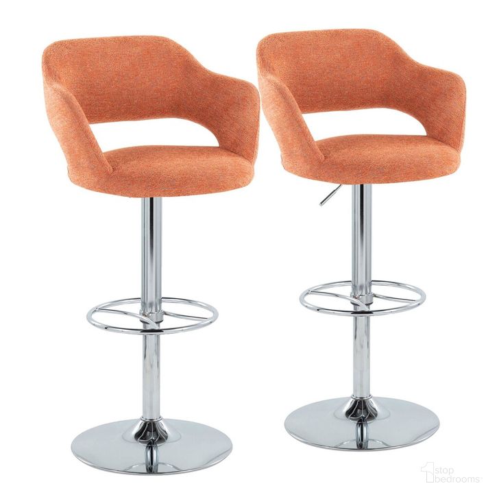 The appearance of Margarite Adjustable Barstool Set of 2 In Gold Orange designed by Lumisource in the modern / contemporary interior design. This orange piece of furniture  was selected by 1StopBedrooms from Margarite Collection to add a touch of cosiness and style into your home. Sku: BS-MARG-WHL2 CHRO2. Material: Metal. Product Type: Barstool. Image1