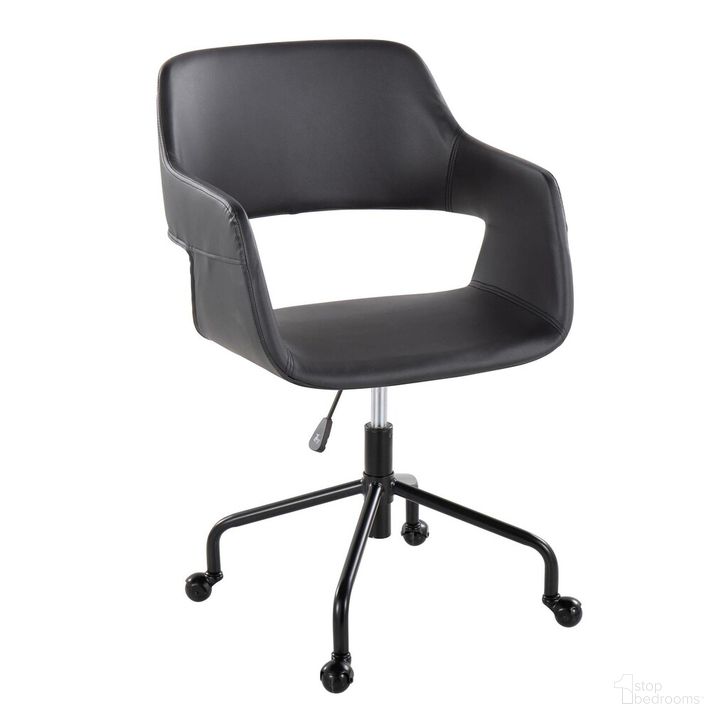 The appearance of Margarite Adjustable Office Chair In Black designed by Lumisource in the modern / contemporary interior design. This black piece of furniture  was selected by 1StopBedrooms from Margarite Collection to add a touch of cosiness and style into your home. Sku: OFC-MARGPU-CASTAR1 BKBK1. Material: Leather. Product Type: Office Chair. Image1
