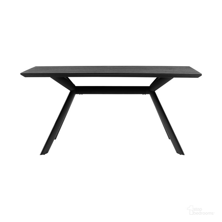 The appearance of Margot Dark Gray Rectangular Dining Table with Black Finish designed by Armen Living in the modern / contemporary interior design. This black piece of furniture  was selected by 1StopBedrooms from Margot Collection to add a touch of cosiness and style into your home. Sku: LCMNDITOCH;LCMNDIBLBS. Table Base Style: Trestle. Material: Metal. Product Type: Dining Table. Table Top Shape: Rectangular. Size: 63". Image1