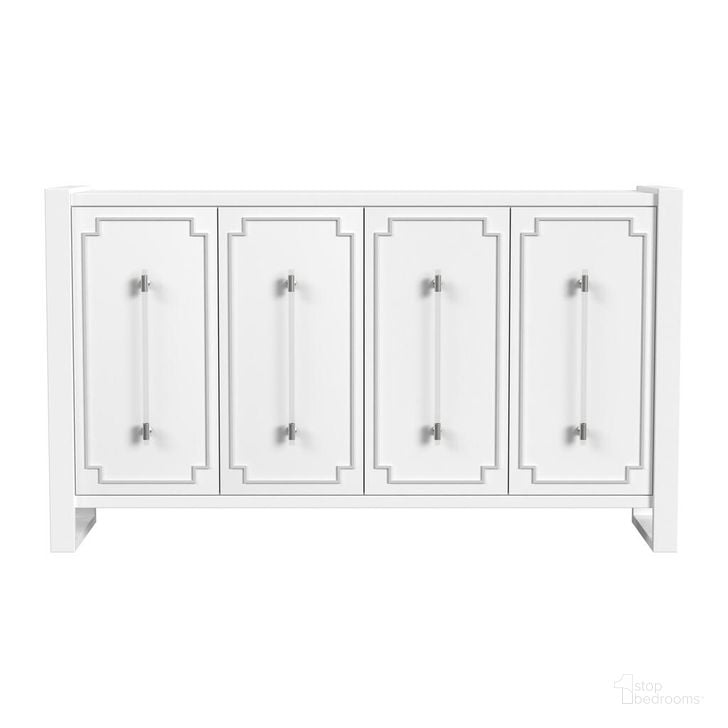 The appearance of Mariah Server In White designed by Bassett Mirror Company in the glam interior design. This white piece of furniture  was selected by 1StopBedrooms from  to add a touch of cosiness and style into your home. Sku: 7311-DR-576. Product Type: Server. Material: MDF. Image1