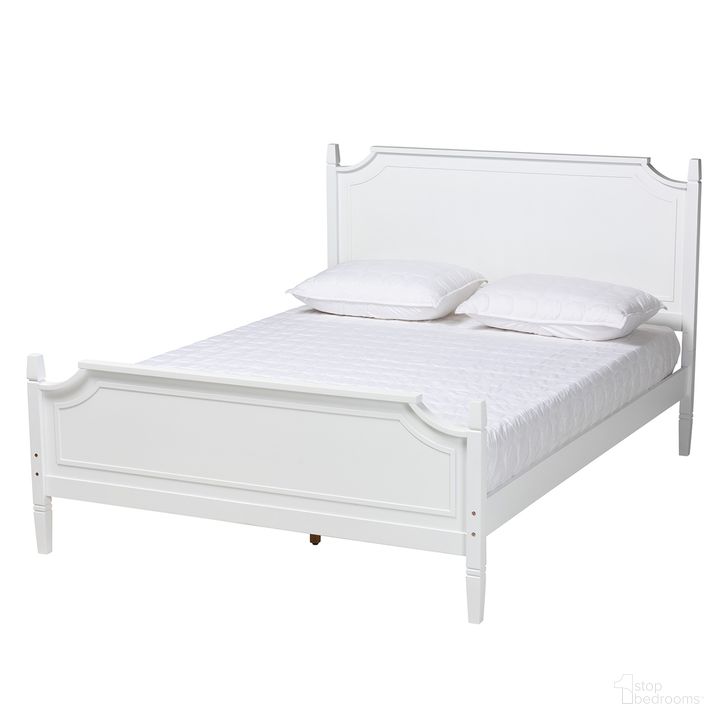 The appearance of Mariana Wood Queen Platform Bed In White designed by Baxton Studio in the traditional interior design. This white piece of furniture  was selected by 1StopBedrooms from Mariana Collection to add a touch of cosiness and style into your home. Sku: Mariana-White-Queen. Bed Type: Platform Bed. Product Type: Platform Bed. Bed Size: Queen. Material: Rubberwood. Image1
