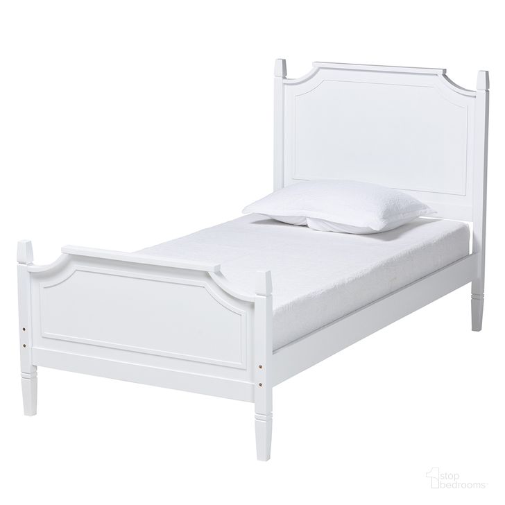 The appearance of Mariana Wood Twin Platform Bed In White designed by Baxton Studio in the traditional interior design. This white piece of furniture  was selected by 1StopBedrooms from Mariana Collection to add a touch of cosiness and style into your home. Sku: Mariana-White-Twin. Bed Type: Platform Bed. Product Type: Platform Bed. Bed Size: Twin. Material: Rubberwood. Image1