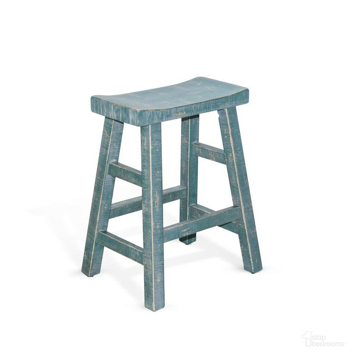 The appearance of Marina Wood Counter Saddle Seat Stool In Sea Grass designed by Sunny Design in the modern / contemporary interior design. This green piece of furniture  was selected by 1StopBedrooms from Marina Collection to add a touch of cosiness and style into your home. Sku: 1768SG-24. Material: Wood. Product Type: Barstool. Image1