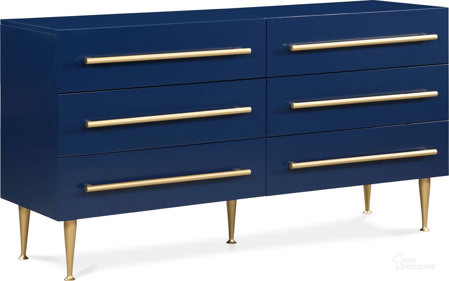 The appearance of Marisol Dresser In Navy designed by Meridian in the modern / contemporary interior design. This navy piece of furniture  was selected by 1StopBedrooms from Marisol Collection to add a touch of cosiness and style into your home. Sku: 844Navy-D. Material: Wood. Product Type: Dresser. Image1