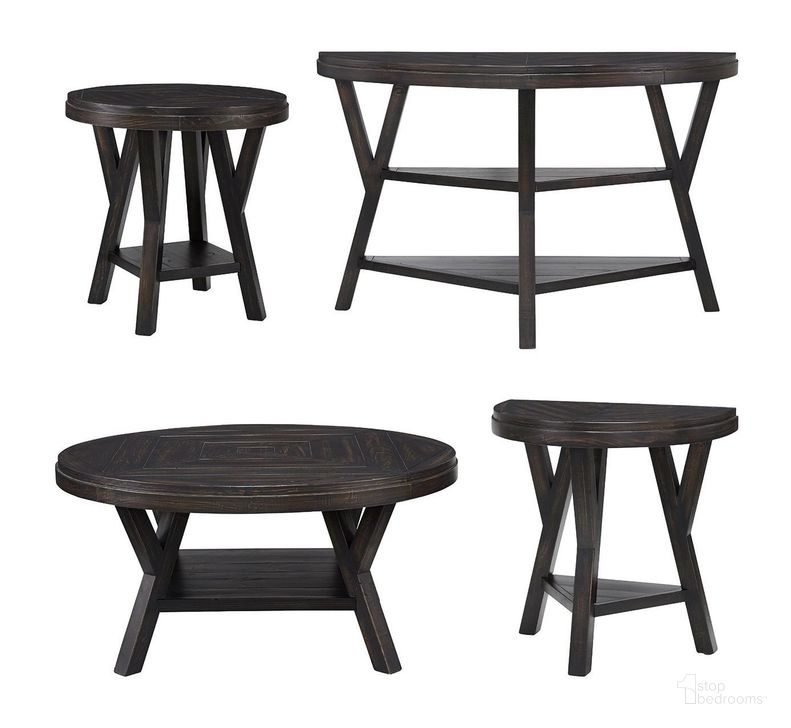 The appearance of Market Street West Black Pepper Occasional Table Set designed by Progressive Furniture in the transitional interior design. This black and brown piece of furniture  was selected by 1StopBedrooms from Market Street West Collection to add a touch of cosiness and style into your home. Sku: T445-01;T445-29. Product Type: Occasional Table Set. Material: Pine. Image1