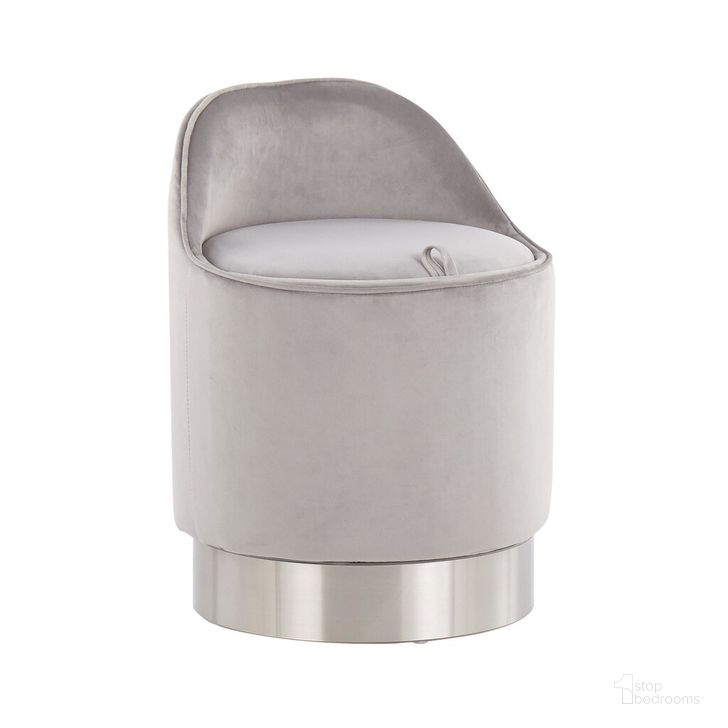 The appearance of Marla Vanity Stool In Silver designed by Lumisource in the modern / contemporary interior design. This silver piece of furniture  was selected by 1StopBedrooms from Marla Collection to add a touch of cosiness and style into your home. Sku: B18-MARLA VSV. Material: Velvet. Product Type: Vanity Stool. Image1