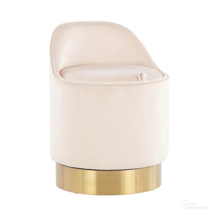 The appearance of Marla Vanity Stool In Cream Velvet designed by Lumisource in the modern / contemporary interior design. This cream velvet piece of furniture  was selected by 1StopBedrooms from Marla Collection to add a touch of cosiness and style into your home. Sku: B18-MARLA AUVCR. Material: Velvet. Product Type: Vanity Stool. Image1