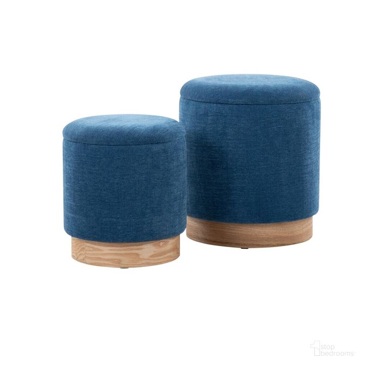 The appearance of Marla Nesting Ottoman Set In Blue designed by Lumisource in the modern / contemporary interior design. This blue piece of furniture  was selected by 1StopBedrooms from Marla Collection to add a touch of cosiness and style into your home. Sku: OT2-MARLA NABU. Material: Wood. Product Type: Ottoman. Image1