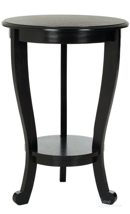 The appearance of Mary Distressed Black Pedastal Side Table designed by Safavieh in the modern / contemporary interior design. This distressed black piece of furniture  was selected by 1StopBedrooms from Mary Collection to add a touch of cosiness and style into your home. Sku: AMH5711B. Material: Wood. Product Type: Accent Table. Image1