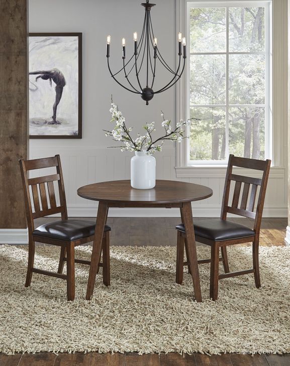 The appearance of Mason 42 Inch Extendable Round Dining Room Set In Mango designed by A-America in the transitional interior design. This mango piece of furniture  was selected by 1StopBedrooms from Mason Collection to add a touch of cosiness and style into your home. Sku: MASMA6120;MASMA2452;MASMA2452. Product Type: Dining Room Set. Material: Rubberwood. Image1