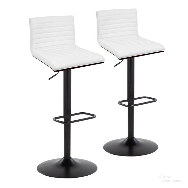 The appearance of Mason Adjustable Barstool Set of 2 In Black designed by Lumisource in the modern / contemporary interior design. This white piece of furniture  was selected by 1StopBedrooms from Mason Collection to add a touch of cosiness and style into your home. Sku: BS-MASONPU-RNR2 BKWLW2. Material: Leather. Product Type: Barstool. Image1