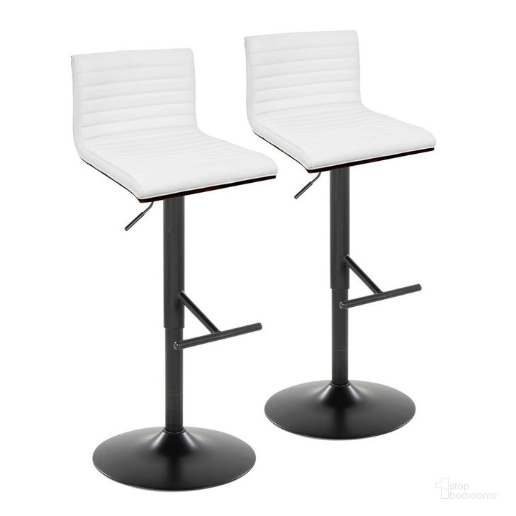 The appearance of Mason Adjustable Barstool Set of 2 In Black designed by Lumisource in the modern / contemporary interior design. This white piece of furniture  was selected by 1StopBedrooms from Mason Collection to add a touch of cosiness and style into your home. Sku: BS-MASONPU-STRT2 BKWLW2. Material: Leather. Product Type: Barstool. Image1