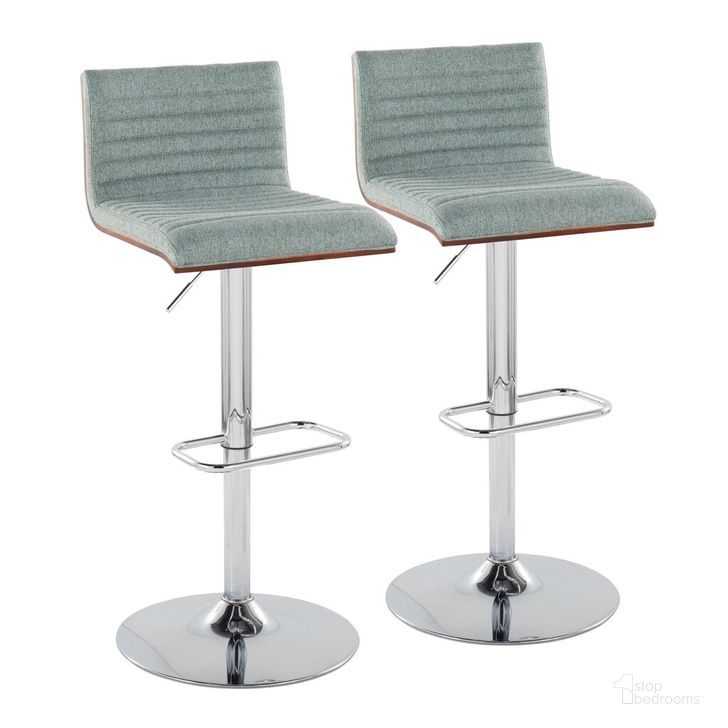 The appearance of Mason Adjustable Barstool Set of 2 In Chrome designed by Lumisource in the modern / contemporary interior design. This teal piece of furniture  was selected by 1StopBedrooms from Mason Collection to add a touch of cosiness and style into your home. Sku: BS-MASON-RNR2 CHRWLGN2. Product Type: Barstool. Material: Foam. Image1