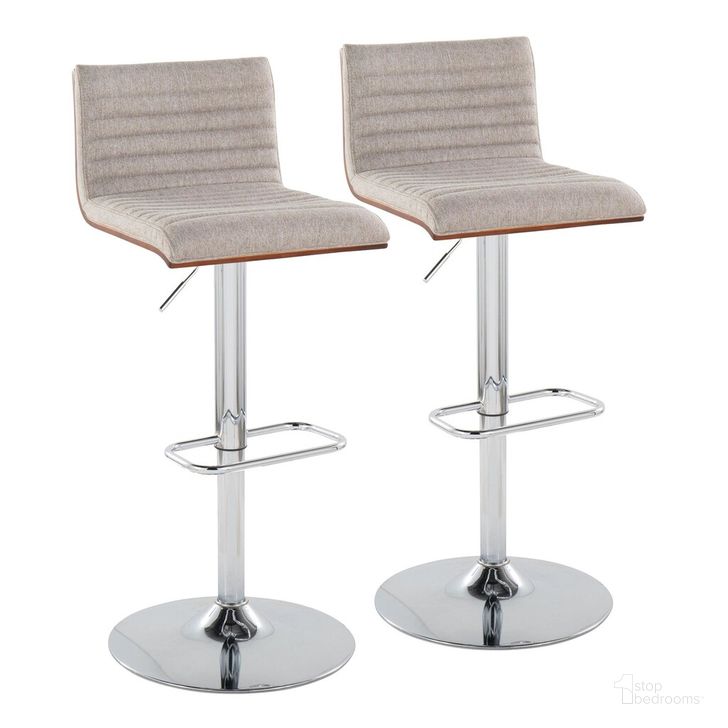 The appearance of Mason Adjustable Barstool Set of 2 In Chrome designed by Lumisource in the modern / contemporary interior design. This beige piece of furniture  was selected by 1StopBedrooms from Mason Collection to add a touch of cosiness and style into your home. Sku: BS-MASON-RNR2 CHRWLGY2. Product Type: Barstool. Material: Foam. Image1