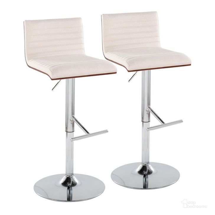 The appearance of Mason Adjustable Barstool Set of 2 In Chrome designed by Lumisource in the modern / contemporary interior design. This cream piece of furniture  was selected by 1StopBedrooms from Mason Collection to add a touch of cosiness and style into your home. Sku: BS-MASON-STRT2 CHRWLCR2. Product Type: Barstool. Material: Foam. Image1