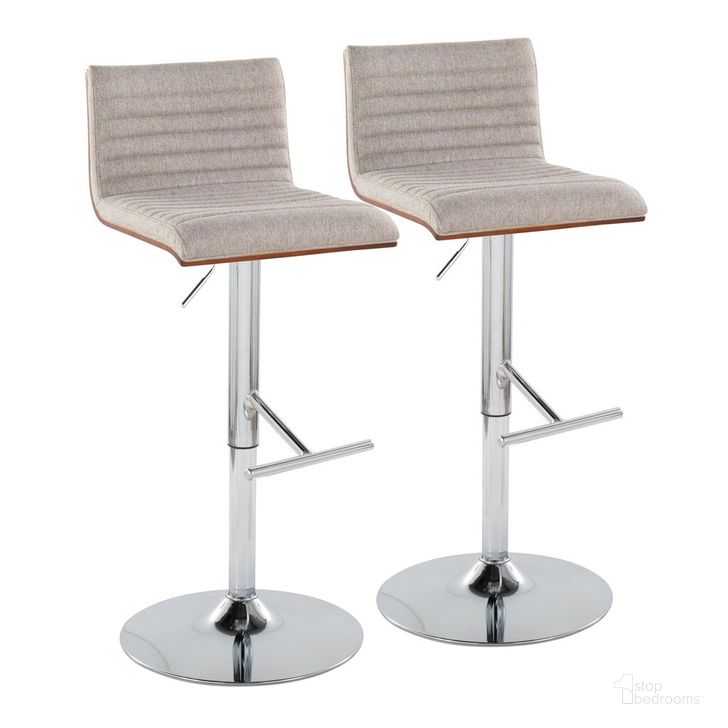 The appearance of Mason Adjustable Barstool Set of 2 In Chrome designed by Lumisource in the modern / contemporary interior design. This beige piece of furniture  was selected by 1StopBedrooms from Mason Collection to add a touch of cosiness and style into your home. Sku: BS-MASON-STRT2 CHRWLGY2. Product Type: Barstool. Material: Foam. Image1