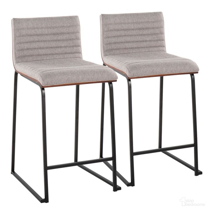 The appearance of Mason Mara 26 Inch Fixed Height Counter Stool Set of 2 In Black designed by Lumisource in the modern / contemporary interior design. This light gray piece of furniture  was selected by 1StopBedrooms from Mason Collection to add a touch of cosiness and style into your home. Sku: B26-MASON-MARA1 BKWLGY2. Material: Wood. Product Type: Barstool. Image1
