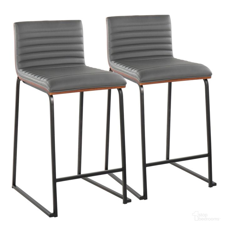 The appearance of Mason Mara 26 Inch Fixed Height Counter Stool Set of 2 In Black designed by Lumisource in the modern / contemporary interior design. This gray piece of furniture  was selected by 1StopBedrooms from Mason Collection to add a touch of cosiness and style into your home. Sku: B26-MASONPU-MARA1 BKWLGY2. Material: Wood. Product Type: Barstool. Image1