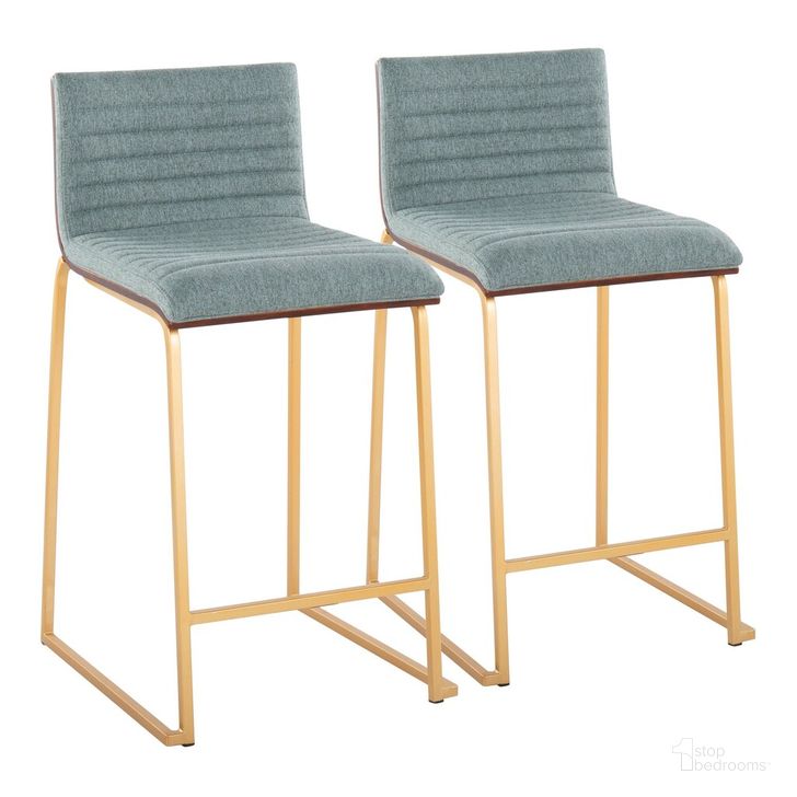 The appearance of Mason Mara 26 Inch Fixed Height Counter Stool Set of 2 In Gold designed by Lumisource in the modern / contemporary interior design. This teal piece of furniture  was selected by 1StopBedrooms from Mason Collection to add a touch of cosiness and style into your home. Sku: B26-MASON-MARA1 AUWLGN2. Material: Wood. Product Type: Barstool. Image1