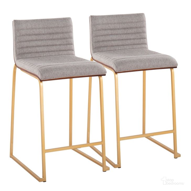 The appearance of Mason Mara 26 Inch Fixed Height Counter Stool Set of 2 In Gold designed by Lumisource in the modern / contemporary interior design. This light gray piece of furniture  was selected by 1StopBedrooms from Mason Collection to add a touch of cosiness and style into your home. Sku: B26-MASON-MARA1 AUWLGY2. Material: Wood. Product Type: Barstool. Image1