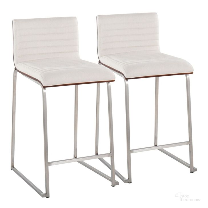 The appearance of Mason Mara 26 Inch Fixed Height Counter Stool Set of 2 In Steel designed by Lumisource in the modern / contemporary interior design. This off white piece of furniture  was selected by 1StopBedrooms from Mason Collection to add a touch of cosiness and style into your home. Sku: B26-MASON-MARA1 SSWLCR2. Material: Wood. Product Type: Barstool. Image1