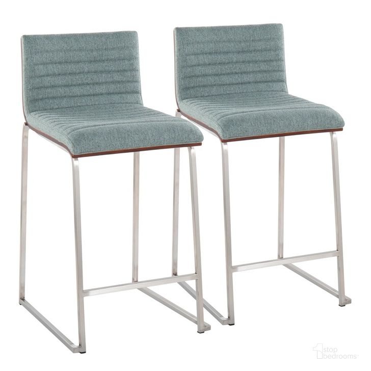 The appearance of Mason Mara 26 Inch Fixed Height Counter Stool Set of 2 In Steel designed by Lumisource in the modern / contemporary interior design. This teal piece of furniture  was selected by 1StopBedrooms from Mason Collection to add a touch of cosiness and style into your home. Sku: B26-MASON-MARA1 SSWLGN2. Material: Wood. Product Type: Barstool. Image1