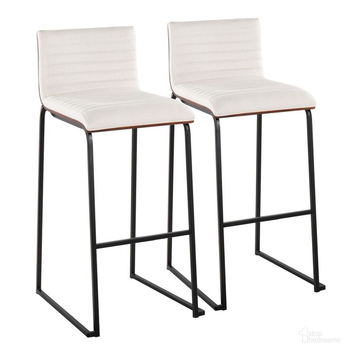 The appearance of Mason Mara 30 Inch Fixed Height Barstool Set of 2 In Black designed by Lumisource in the modern / contemporary interior design. This off white piece of furniture  was selected by 1StopBedrooms from Mason Collection to add a touch of cosiness and style into your home. Sku: B30-MASON-MARA1 BKWLCR2. Material: Wood. Product Type: Barstool. Image1