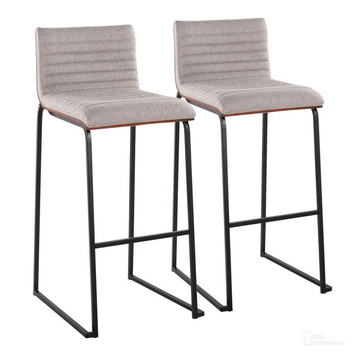 The appearance of Mason Mara 30 Inch Fixed Height Barstool Set of 2 In Black designed by Lumisource in the modern / contemporary interior design. This light gray piece of furniture  was selected by 1StopBedrooms from Mason Collection to add a touch of cosiness and style into your home. Sku: B30-MASON-MARA1 BKWLGY2. Material: Wood. Product Type: Barstool. Image1
