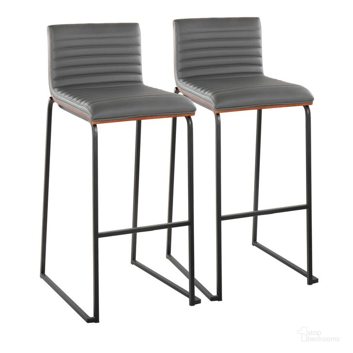 The appearance of Mason Mara 30 Inch Fixed Height Barstool Set of 2 In Black designed by Lumisource in the modern / contemporary interior design. This gray piece of furniture  was selected by 1StopBedrooms from Mason Collection to add a touch of cosiness and style into your home. Sku: B30-MASONPU-MARA1 BKWLGY2. Material: Wood. Product Type: Barstool. Image1