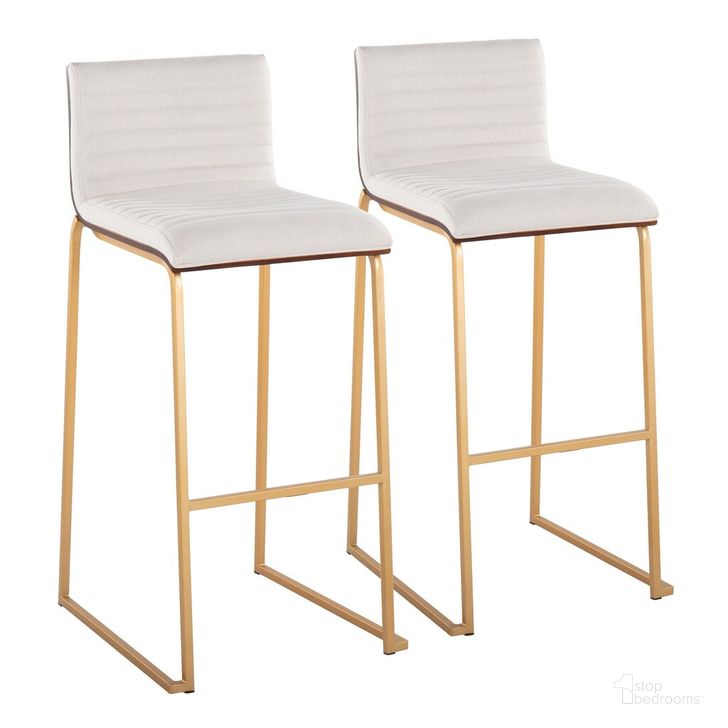 The appearance of Mason Mara 30 Inch Fixed Height Barstool Set of 2 In Gold designed by Lumisource in the modern / contemporary interior design. This off white piece of furniture  was selected by 1StopBedrooms from Mason Collection to add a touch of cosiness and style into your home. Sku: B30-MASON-MARA1 AUWLCR2. Material: Wood. Product Type: Barstool. Image1