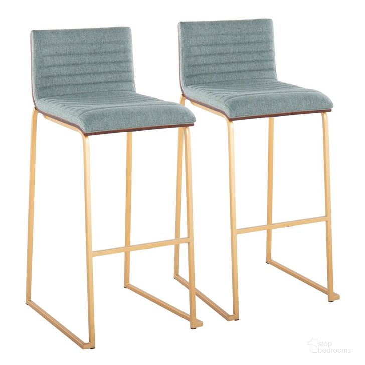 The appearance of Mason Mara 30 Inch Fixed Height Barstool Set of 2 In Gold designed by Lumisource in the modern / contemporary interior design. This teal piece of furniture  was selected by 1StopBedrooms from Mason Collection to add a touch of cosiness and style into your home. Sku: B30-MASON-MARA1 AUWLGN2. Material: Wood. Product Type: Barstool. Image1