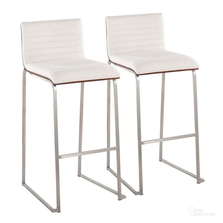 The appearance of Mason Mara 30 Inch Fixed Height Barstool Set of 2 In Steel designed by Lumisource in the modern / contemporary interior design. This off white piece of furniture  was selected by 1StopBedrooms from Mason Collection to add a touch of cosiness and style into your home. Sku: B30-MASON-MARA1 SSWLCR2. Material: Wood. Product Type: Barstool. Image1