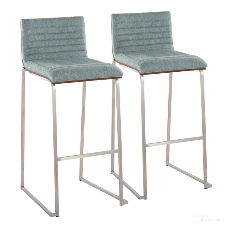 The appearance of Mason Mara 30 Inch Fixed Height Barstool Set of 2 In Steel designed by Lumisource in the modern / contemporary interior design. This teal piece of furniture  was selected by 1StopBedrooms from Mason Collection to add a touch of cosiness and style into your home. Sku: B30-MASON-MARA1 SSWLGN2. Material: Wood. Product Type: Barstool. Image1