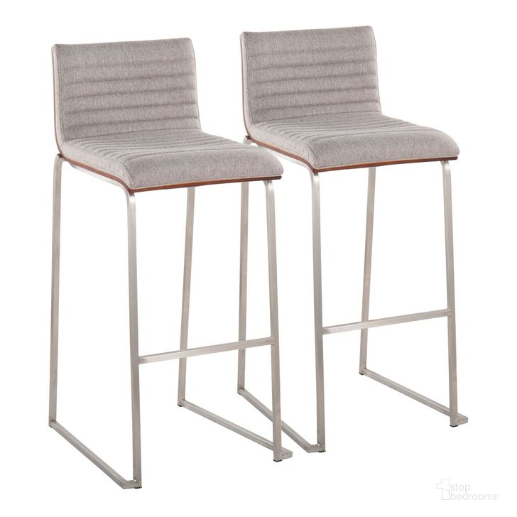 The appearance of Mason Mara 30 Inch Fixed Height Barstool Set of 2 In Steel designed by Lumisource in the modern / contemporary interior design. This light gray piece of furniture  was selected by 1StopBedrooms from Mason Collection to add a touch of cosiness and style into your home. Sku: B30-MASON-MARA1 SSWLGY2. Material: Wood. Product Type: Barstool. Image1