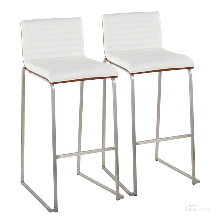 The appearance of Mason Mara 30 Inch Fixed Height Barstool Set of 2 In Steel designed by Lumisource in the modern / contemporary interior design. This white piece of furniture  was selected by 1StopBedrooms from Mason Collection to add a touch of cosiness and style into your home. Sku: B30-MASONPU-MARA1 SSWLW2. Material: Wood. Product Type: Barstool. Image1