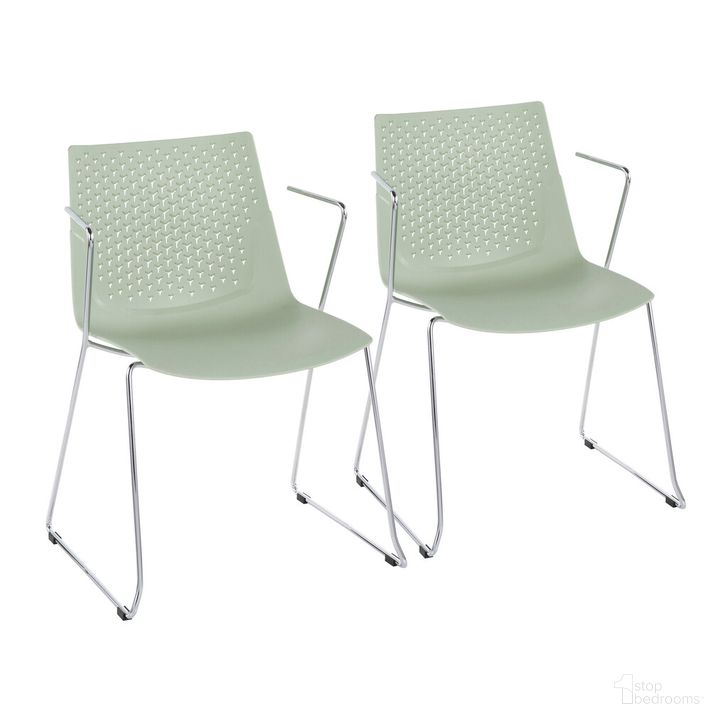 The appearance of Matcha Chair Set of 2 In Green designed by Lumisource in the modern / contemporary interior design. This green piece of furniture  was selected by 1StopBedrooms from Matcha Collection to add a touch of cosiness and style into your home. Sku: CH-MATCHA GN2. Material: Metal. Product Type: Chair.