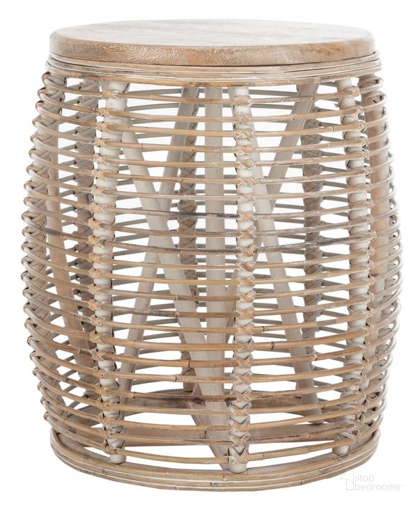 The appearance of Maui Rattan Drum Stool Table STL6500A designed by Safavieh in the modern / contemporary interior design. This washed white piece of furniture  was selected by 1StopBedrooms from Maui Collection to add a touch of cosiness and style into your home. Sku: STL6500A. Product Type: Stool. Material: Rattan. Image1