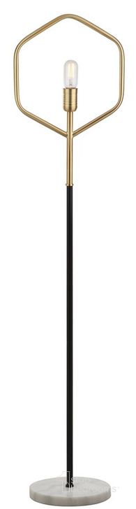 The appearance of Mave Gold/Black Floor Lamp designed by Safavieh in the modern / contemporary interior design. This gold and black piece of furniture  was selected by 1StopBedrooms from Safavieh FLL Collection to add a touch of cosiness and style into your home. Sku: FLL4014A. Product Type: Floor Lamp. Image1