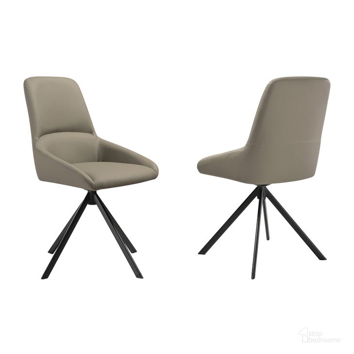 The appearance of Maverick Swivel Upholstered Dining Chair Set of 2 In Gray designed by Armen Living in the modern / contemporary interior design. This gray piece of furniture  was selected by 1StopBedrooms from Maverick Collection to add a touch of cosiness and style into your home. Sku: LCMVSITAGRYBLK. Material: Leather. Product Type: Dining Chair. Image1