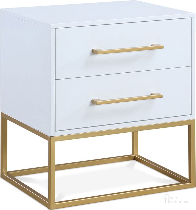The appearance of Maxine Night Stand In White and Gold designed by Meridian in the modern / contemporary interior design. This white and gold piece of furniture  was selected by 1StopBedrooms from Maxine Collection to add a touch of cosiness and style into your home. Sku: 848White-NS. Material: Wood. Product Type: Nightstand. Image1