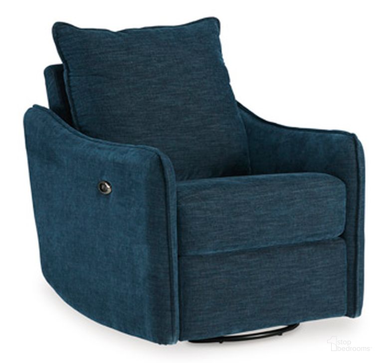 The appearance of Mcburg Swivel Power Recliner In Navy designed by Signature Design by Ashley in the modern / contemporary interior design. This navy piece of furniture  was selected by 1StopBedrooms from Mcburg Collection to add a touch of cosiness and style into your home. Sku: 4480128. Material: Fabric. Product Type: Recliner.