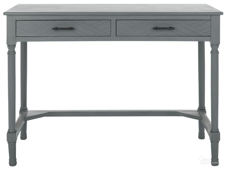 The appearance of Mckinlee 2 Drawer Desk in Distressed Grey designed by Safavieh in the modern / contemporary interior design. This distressed grey piece of furniture  was selected by 1StopBedrooms from Mckinlee Collection to add a touch of cosiness and style into your home. Sku: DSK5705B. Material: Wood. Product Type: Desk. Image1