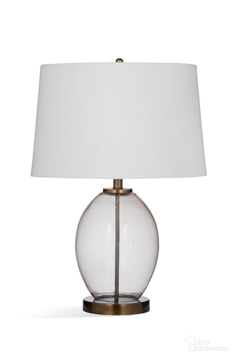 The appearance of Mcraee Table Lamp In Clear Glass and Bronze designed by Bassett Mirror Company in the traditional interior design. This bronze piece of furniture  was selected by 1StopBedrooms from  to add a touch of cosiness and style into your home. Sku: L4243T. Material: Metal. Product Type: Table Lamp. Image1